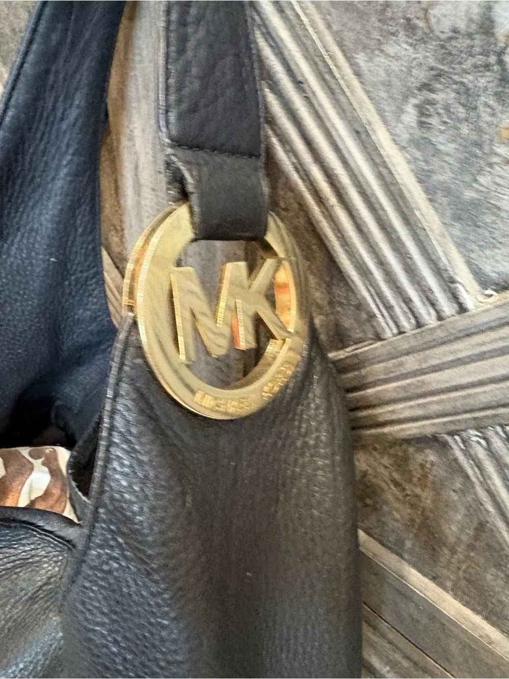 Michael Kors Fulton Black Leather Large Hobo Shoulder Bag Purse Handbag Tote